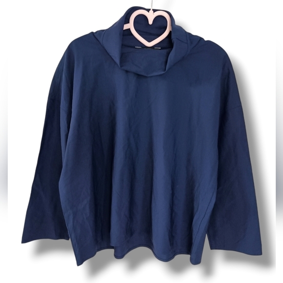 Club Monaco Navy Funnel Neck Oversized Top 💙🤍 XS - Picture 2 of 5